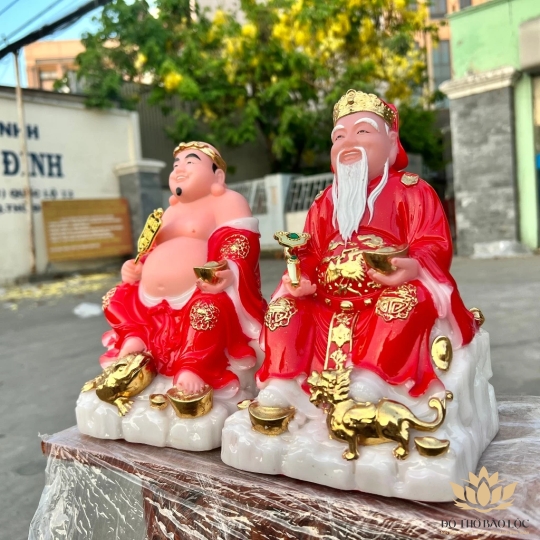 [8inch] Tượng Thần tài Thổ Địa đế đá nhập khẩu cao cấp Cao 20cm – Đỏ