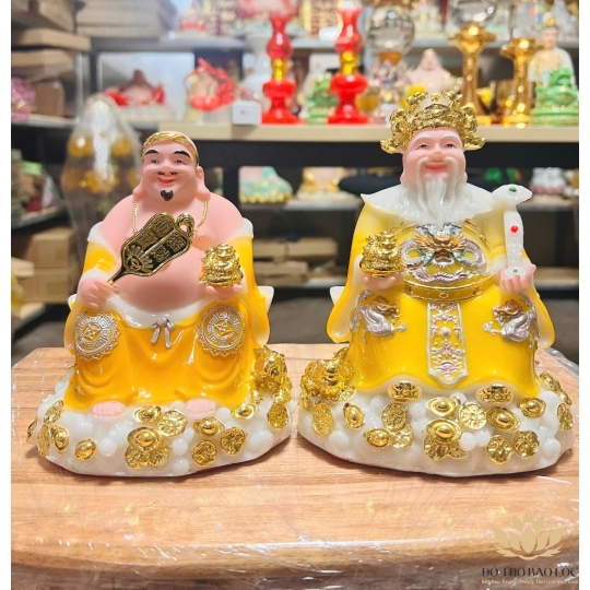 [6inch] Tượng Thần Tài Thổ Địa Bằng Đá Việt Nam Cao Cấp Đủ Màu (Đỏ, Trắng, Xanh, Vàng)- Cao 16cm