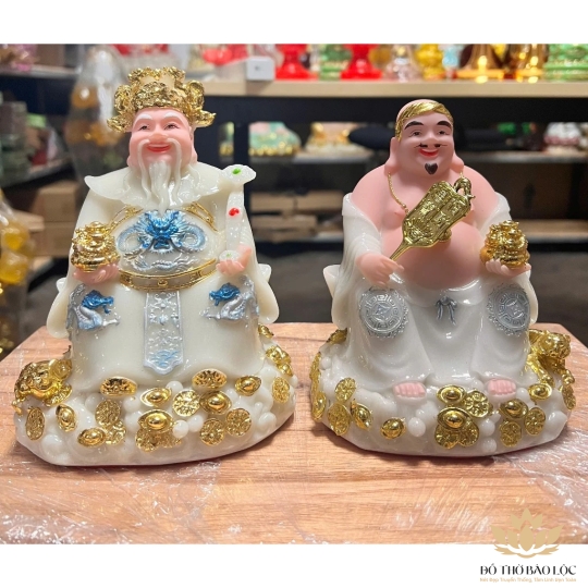 [6inch] Tượng Thần Tài Thổ Địa Bằng Đá Việt Nam Cao Cấp Đủ Màu (Đỏ, Trắng, Xanh, Vàng)- Cao 16cm