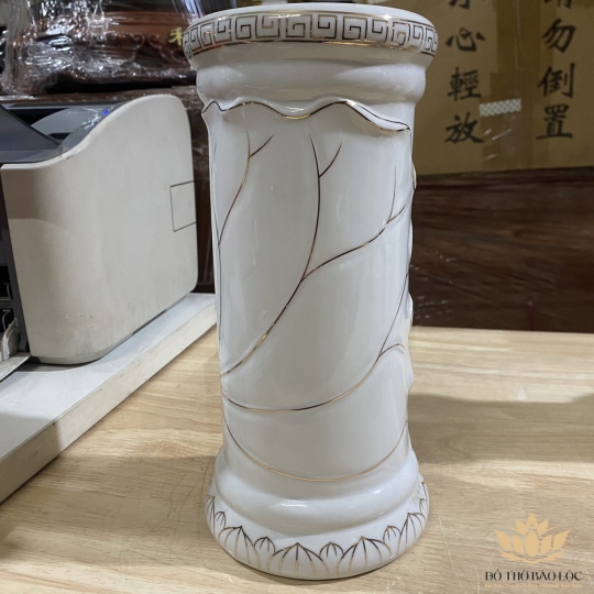 Ống nhang bạch ngọc sứ trắng cao cấp cao 22cm ngang 11cm