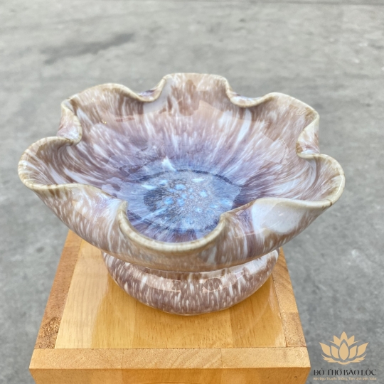 Bát thả bông  bát tụ lộc “ Minh đường tụ thủy” men đá Bát Tràng - Màu Đỏ - Ngang 20cm