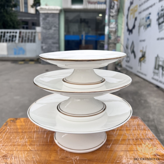 Đĩa sứ thờ họa tiết Đá Hoa Cương ngang 17.5cm cao 6cm – Trắng ( đĩa sứ)