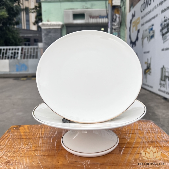 Đĩa sứ thờ họa tiết Đá Hoa Cương ngang 20cm cao 7.5cm – Trắng ( đĩa sứ)