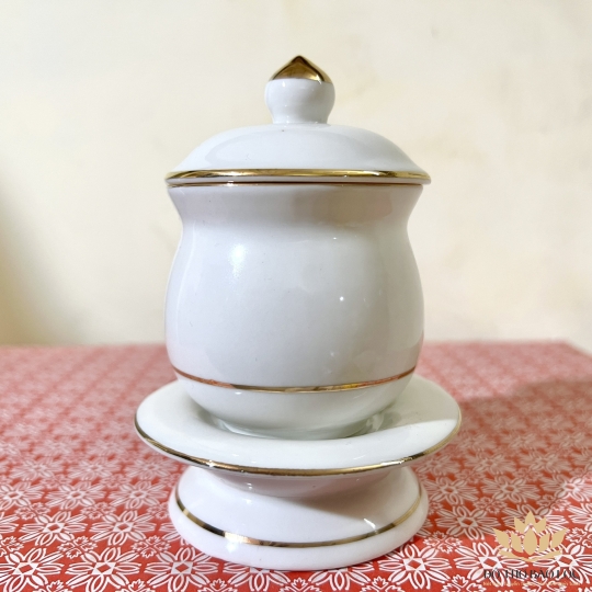 Hủ đựng muối gạo họa tiết Đá Hoa Cương cao 11cm ngang 9cm - Màu Trắng 