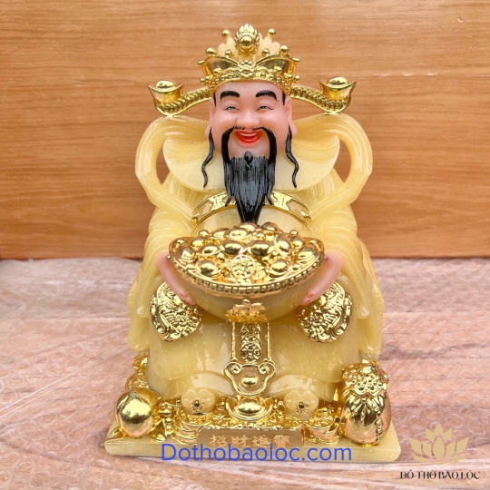 [ 12inch ] Tượng Thần Tiền Chiêu Tài Lộc mẫu Phú Quý hàng nhập khẩu cao 30 cm màu vàng thạch anh (1)