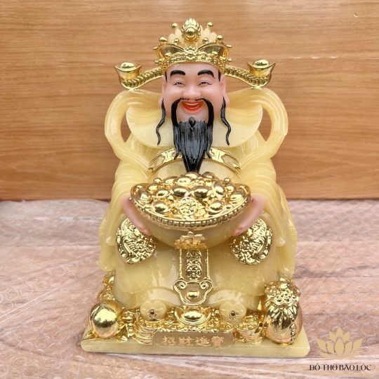 [ 12inch ] Tượng Thần Tiền Chiêu Tài Lộc mẫu Phú Quý hàng nhập khẩu cao 30 cm màu vàng thạch anh (1)