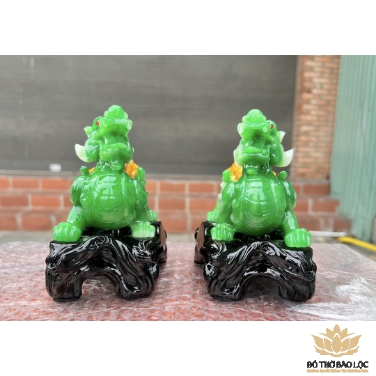 Cặp Tỳ Hưu Phong Thủy Chiêu Tài Hút Lộc - 4 Màu (Đỏ, Vàng, Xanh lá, Xanh ngọc) -  Cỡ trung (Cao 16cm) 