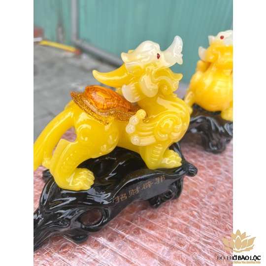 [7inch] Cặp Tỳ Hưu Phong Thủy Chiêu Tài Hút Lộc - Màu Vàng - Cao 18cm
