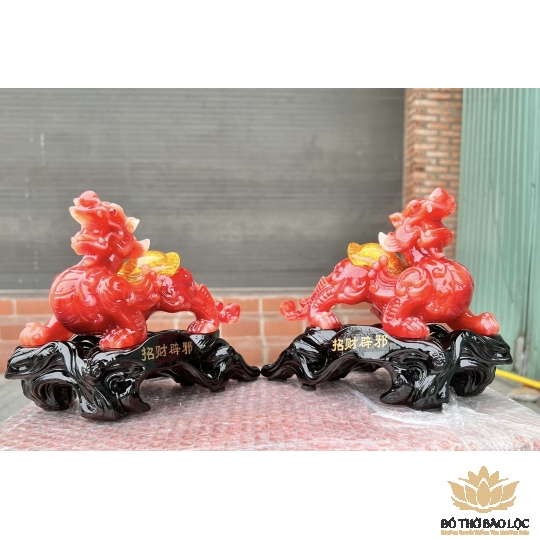 Cặp Tỳ Hưu Phong Thủy Chiêu Tài Hút Lộc - 4 Màu (Đỏ, Vàng, Xanh lá, Xanh ngọc) -  Cỡ nhỏ (Cao 12cm)