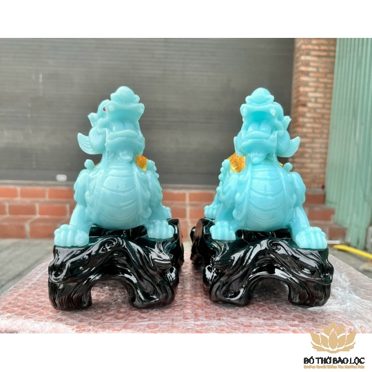 Cặp Tỳ Hưu Phong Thủy Chiêu Tài Hút Lộc - 4 Màu (Đỏ, Vàng, Xanh lá, Xanh ngọc) -  Cỡ trung (Cao 16cm) 
