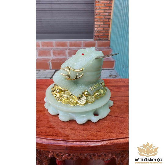 Cóc ngậm xu đá cao 15cm ba màu xanh , vàng , trắng