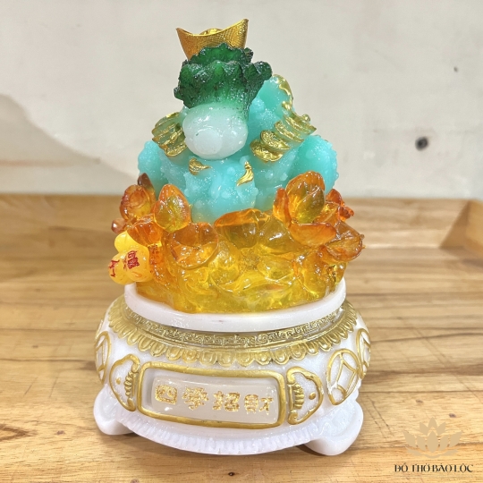 Cóc phong thủy đế đá xoay cõng củ cải cao 20cm - xanh dương