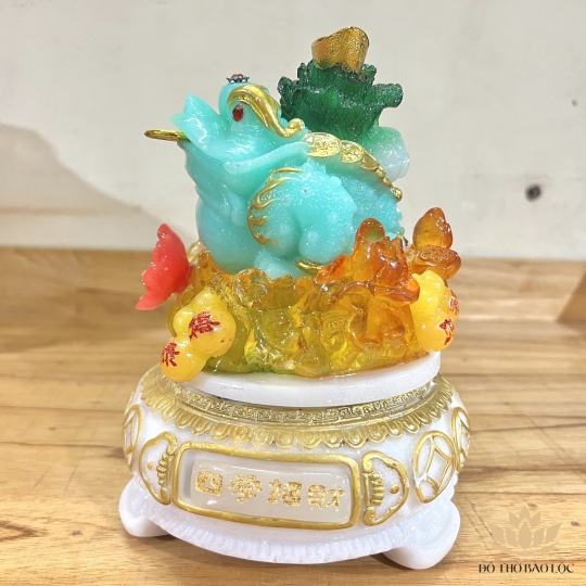 Cóc phong thủy đế đá xoay cõng củ cải cao 20cm - xanh dương