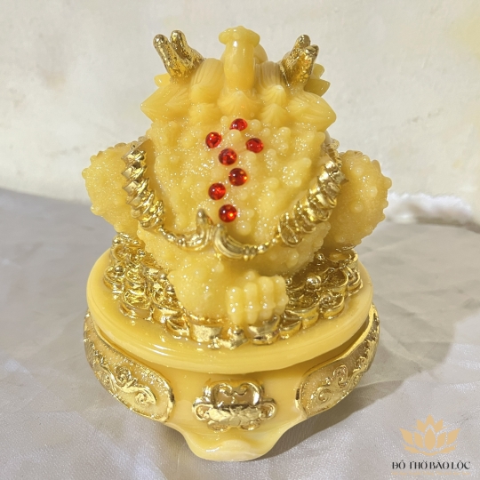 Thiềm Thừ Phong Thủy ( Cóc ba chân ) hàng Việt Nam sản xuất để bàn thần tài ông địa cao 20cm màu vàng