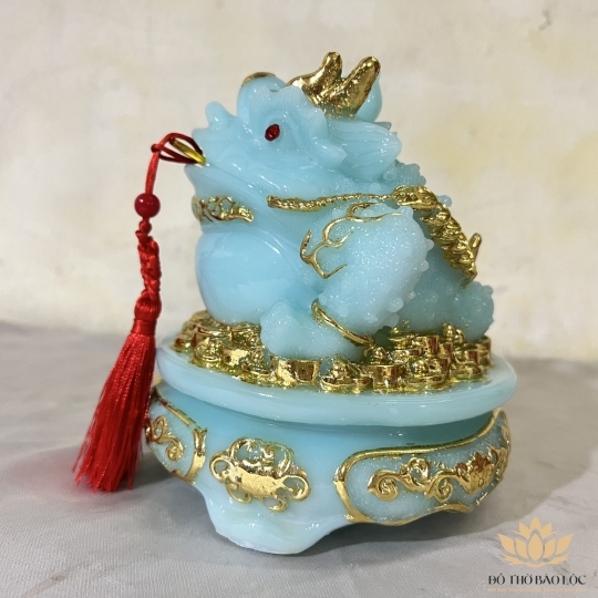 Thiềm Thừ Phong Thủy ( Cóc ba chân ) hàng Việt Nam sản xuất để bàn thần tài ông địa cao 18cm màu xanh