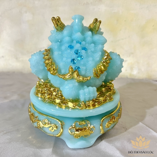 Cóc phong thủy, Thiềm Thừ để trên bàn thờ Thần Tài chiêu tài hút lộc cao 14.5cm - xanh