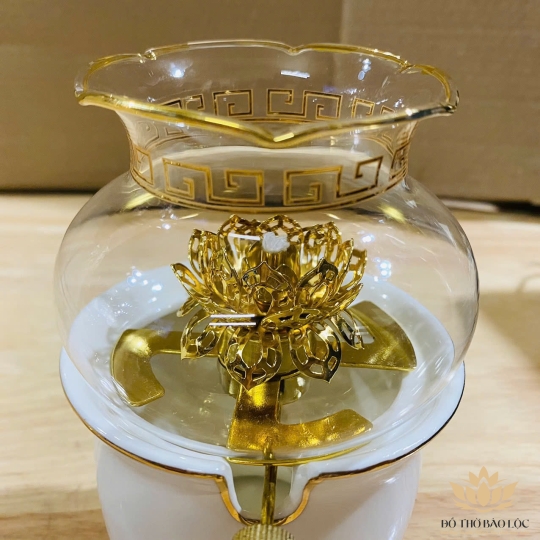 Đèn dầu sứ trắng men đá hoa cương cao cấp nhập khẩu cao 16cm 