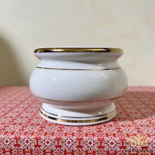 Bát nhang sứ họa tiết Đá Hoa Cương Cao 8cm Ngang 10cm - Màu Trắng