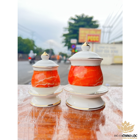 Hủ đựng muối gạo sứ Đá Hoa Cương cao 10cm ngang 6cm - Màu Đỏ