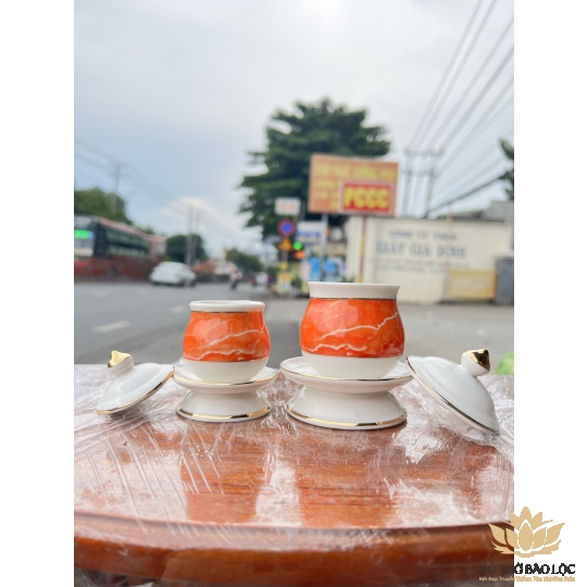 Hủ đựng muối gạo sứ Đá Hoa Cương cao 10cm ngang 6cm - Màu Đỏ