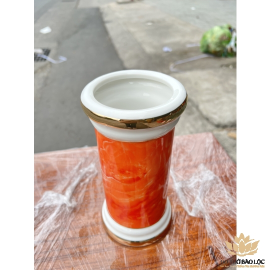 Ống đựng nhang họa tiết Đá Hoa Cương - Màu Đỏ Cao 20cm