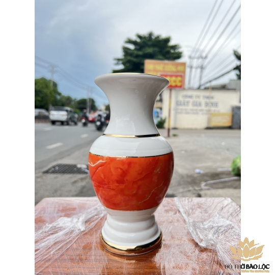 Bình hoa thờ cúng sứ họa tiết đá hoa cương Cao 20cm - Đá hoa cương màu Đỏ