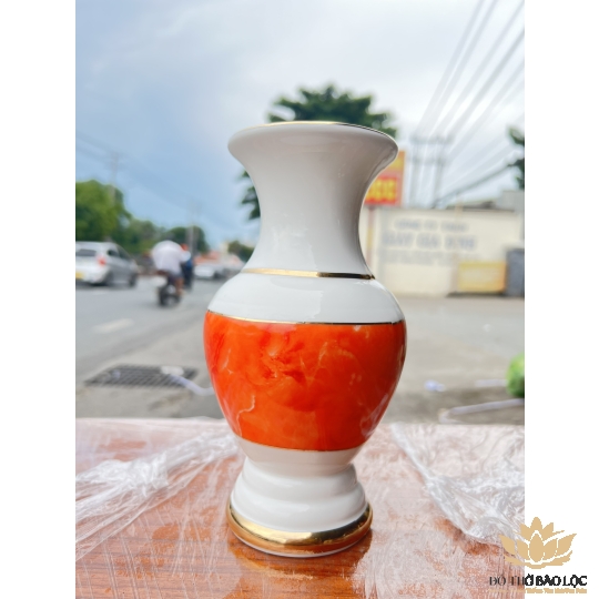 Bình hoa thờ cúng sứ họa tiết đá hoa cương Cao 20cm - Đá hoa cương màu Đỏ