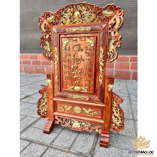 [45x65] Bài Vị Cửu Huyền Thất Tổ Gỗ Hương Đá Ngang 45cm x Cao 65cm - Gỗ dát vàng