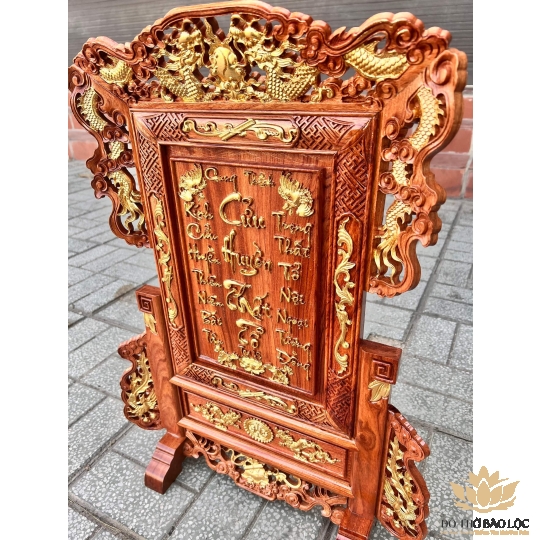 [45x65] Bài Vị Cửu Huyền Thất Tổ Gỗ Hương Đá Ngang 45cm x Cao 65cm - Gỗ dát vàng