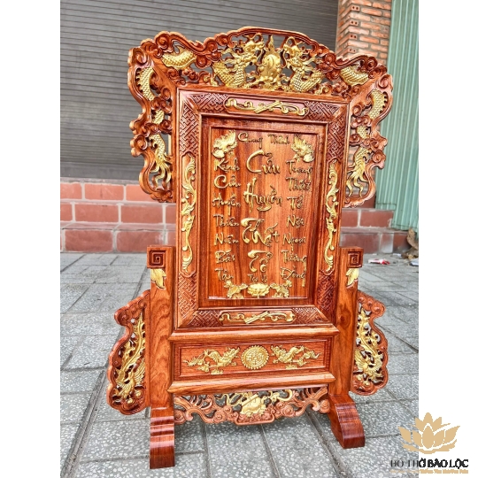 [45x65] Bài Vị Cửu Huyền Thất Tổ Gỗ Hương Đá Ngang 45cm x Cao 65cm - Gỗ dát vàng