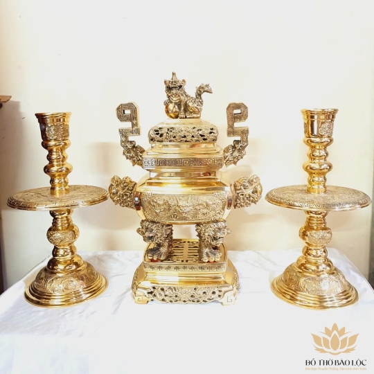 Bộ Tam Sự bằng Đồng thương hiệu Vĩnh Tiến sản xuất tại Việt Nam Cao 60cm  - Cỡ 3