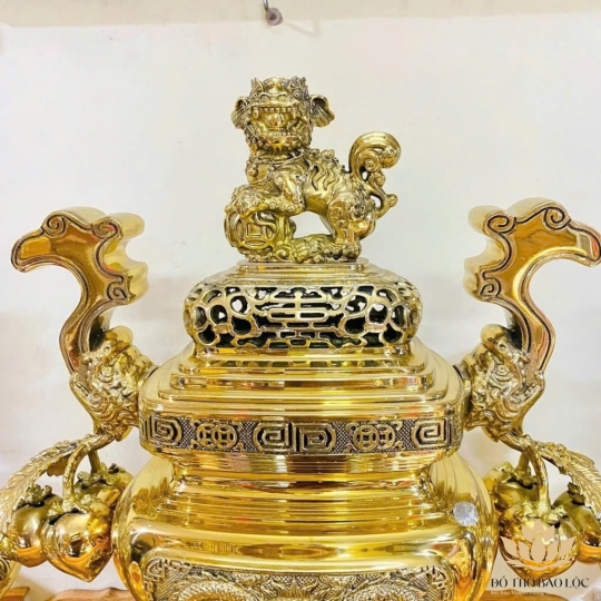 Bộ Tam Sự Đỉnh Đồng quả đào thương hiệu Vĩnh Tiến sản xuất Việt Nam Cao 50cm