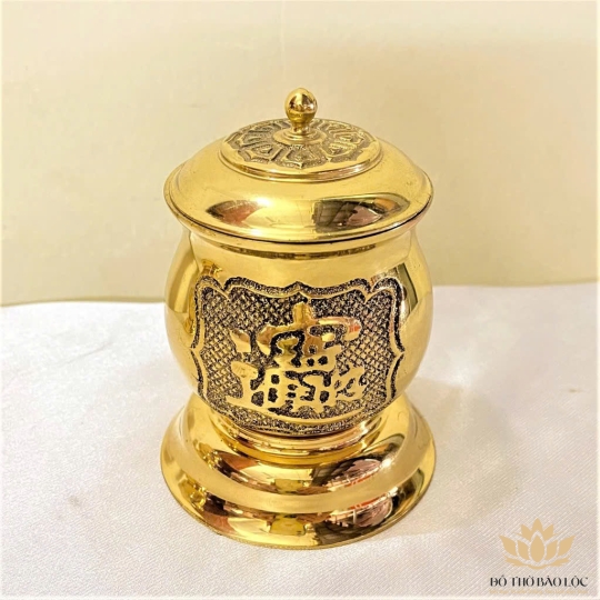 Hũ Đựng Muối Gạo Bằng Đồng Vĩnh Tiến 3 cỡ - Cỡ Lớn (Cao 14cm)