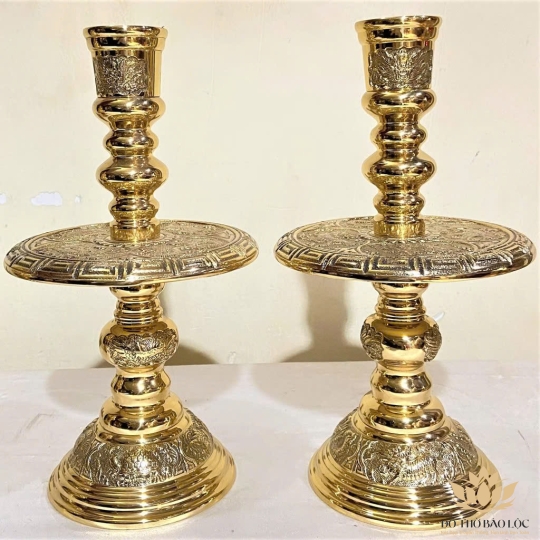 Bộ Tam Sự Đỉnh Tròn Bằng Đồng Cao 28cm thương hiệu Vĩnh Tiến sản xuất tại Việt Nam (số 0)