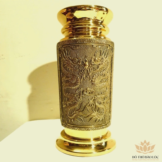 Ống đựng nhang bằng đồng thương hiệu Vĩnh Tiến cao 22cm