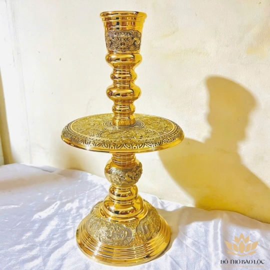 Cặp chân đèn, cặp chân nến bằng đồng Vĩnh Tiến cao 25cm (số 0 )