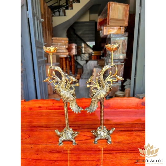 Cặp Hạc Thờ Gia Tiên Bằng Đồng Thương Hiệu Vĩnh Tiến 5 cỡ - Cỡ 3 Cao 40cm HC2