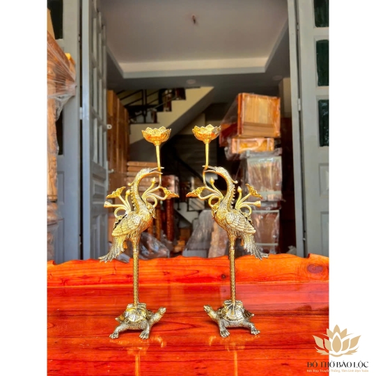 Cặp Hạc Thờ Gia Tiên Bằng Đồng Thương Hiệu Vĩnh Tiến 5 cỡ - Cỡ 4 Cao 47cm HC3