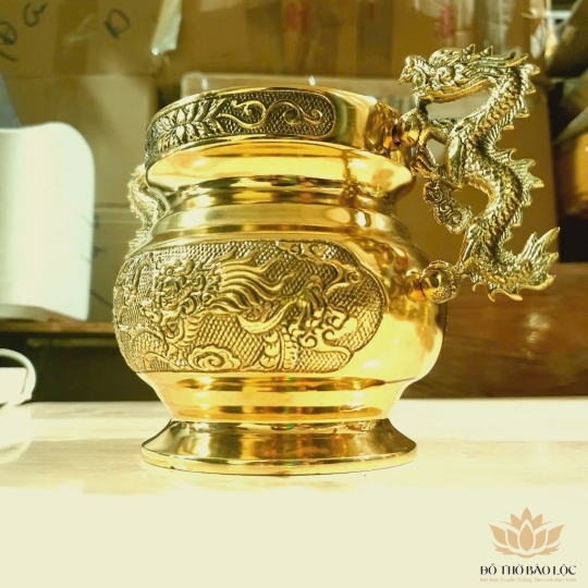 Bát nhang tay rồng thương hiệu Thuận Phát bằng đồng (2 cỡ ) - Cỡ lớn (Cao 12,5cm)
