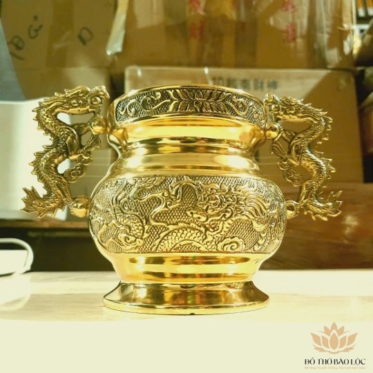 Bát nhang tay rồng thương hiệu Thuận Phát bằng đồng (2 cỡ) - Cỡ nhỏ (Cao 10,5cm)