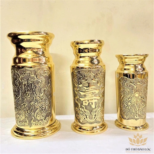 Ống Đựng Nhang Bằng Đồng Thuận Phát (3 cỡ) - Cỡ Vừa cao 22cm