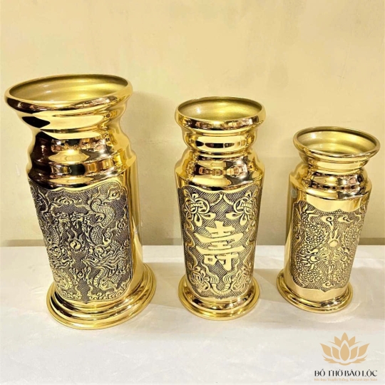 Ống Đựng Nhang Bằng Đồng Thuận Phát (3 cỡ) - Cỡ Vừa cao 22cm