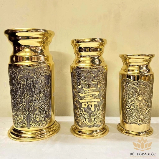 Ống Đựng Nhang Bằng Đồng Thuận Phát (3 cỡ) - Cỡ Vừa cao 22cm