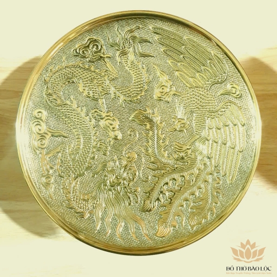 Đĩa đựng trái cây (mâm bồng) bằng đồng thương hiệu Thuận Phát (3 cỡ) - Cỡ nhỏ Cao 5cm