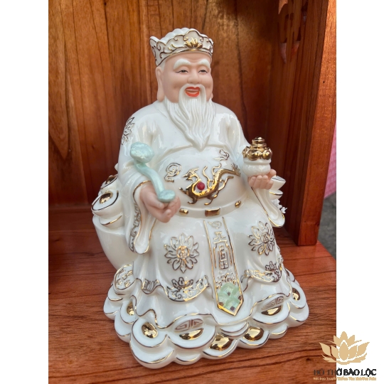 [8inch] Tượng Thần Tài Thổ Địa Sứ cao cấp nhập khẩu Đài Loan Cao 20cm- 2 màu trắng, vàng- Mã C09