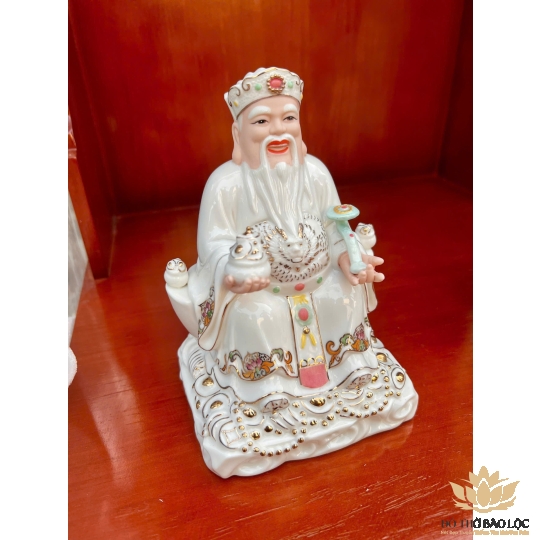 [8inch] Tượng Thần Tài Thổ Địa Sứ Đức Hóa cao cấp nhập khẩu Đài Loan Cao 21cm- 2 màu ( Trắng , Vàng )