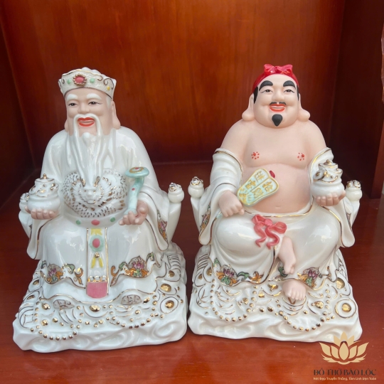 [8inch] Tượng Thần Tài Thổ Địa Sứ Đức Hóa cao cấp nhập khẩu Đài Loan Cao 21cm- 2 màu ( Trắng , Vàng )