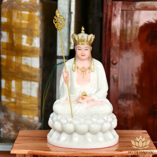 Tượng Địa Tạng Vương Bồ Tát ngồi Đài Sen cao 30cm