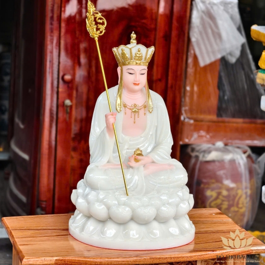 Tượng Địa Tạng Vương Bồ Tát ngồi Đài Sen cao 30cm