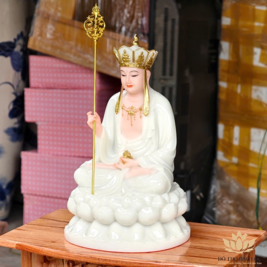 Tượng Địa Tạng Vương Bồ Tát ngồi Đài Sen cao 30cm